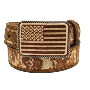 ARIAT BOYS' DIGITAL CAMO FLAG WESTERN BELT